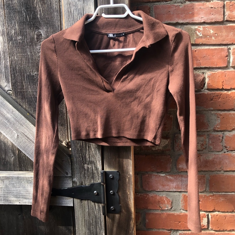 Zara Women's Cropped Polo Shirt